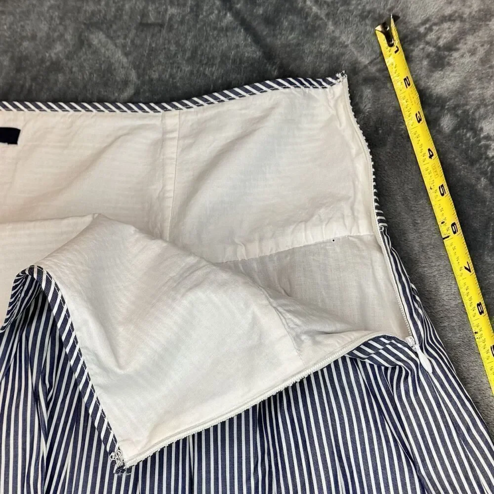 Gap Sz 12 100% Cotton Blue White Striped Skirt Nautical Full Blue A-Line Lined